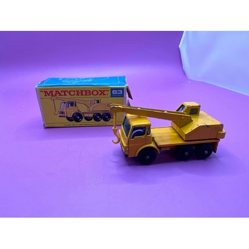 157 - Matchbox 63 series Dodge Crane Truck in yellow.