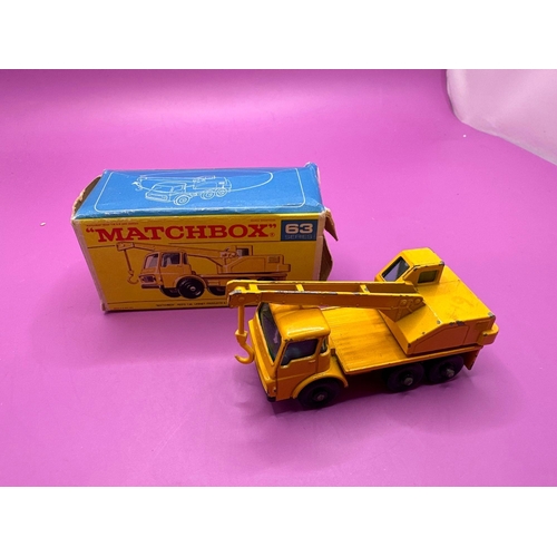 157 - Matchbox 63 series Dodge Crane Truck in yellow.