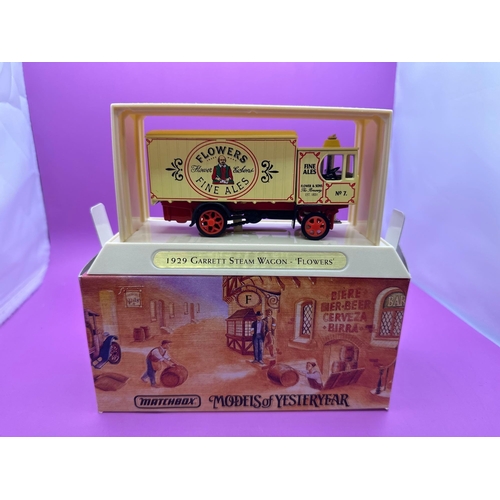 142 - Matchbox models of yesteryear, Great Bears of the World Series 1929, Garrett steam wagon flowers