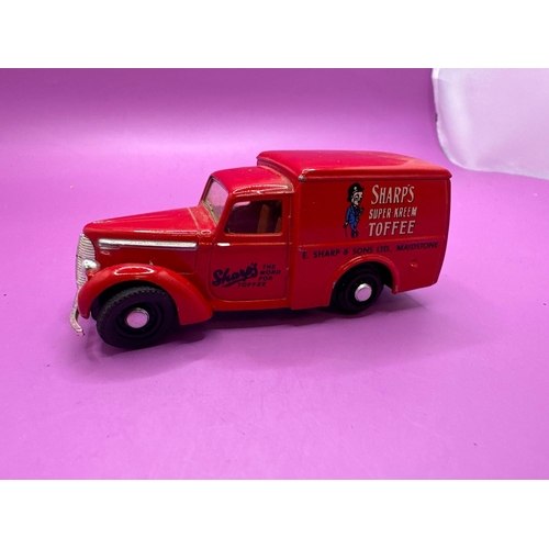 210 - Dinky/ Matchbox unboxed Commer 8 CWT van 1948 Sharps Toffee in red