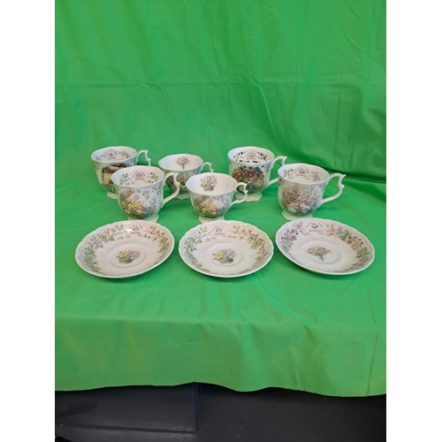 765 - Royal Dolton Brambly Hedge Tea Set Collection Comprising Of 6 Tea Cups And 3 Saucers