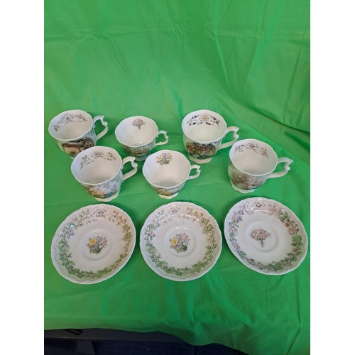 765 - Royal Dolton Brambly Hedge Tea Set Collection Comprising Of 6 Tea Cups And 3 Saucers