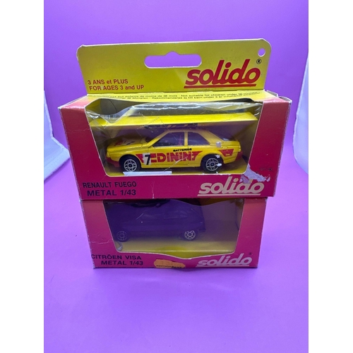 115 - 2 x Solido Models Reynold Fuego in yellow with decals and a citron Visa in burgundy