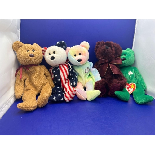 25 - 5 x Ty Beanie bears as pictured, no tags.