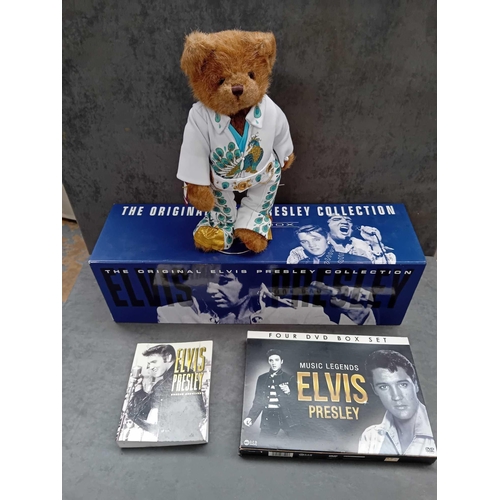 411 - 4 x Elvis collectibles   1 x Ashton Drake Elvis teddy VIVA the teddy bear   1 x music legends Elvis ... 