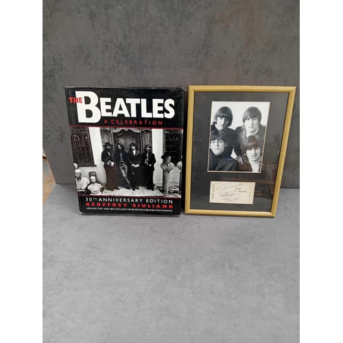 416 - 2 x The Beatles collectibles   1 x The Beatles a Celebration book   1 x photo of the Beatles signed