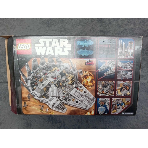 531 - Lego Star Wars Millennium Falcon 75105 pre built set complete with box and instruction manual