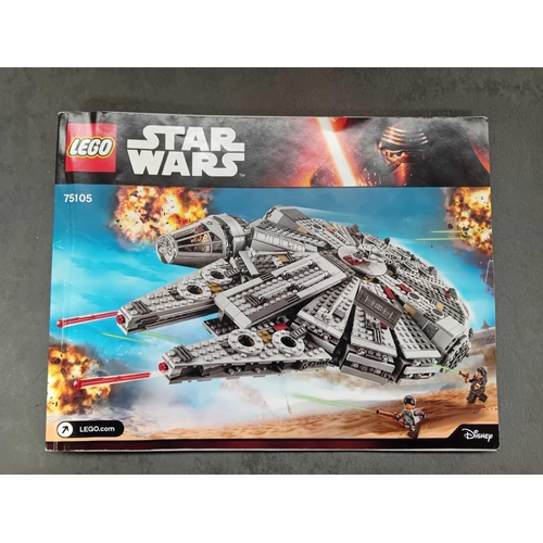 531 - Lego Star Wars Millennium Falcon 75105 pre built set complete with box and instruction manual