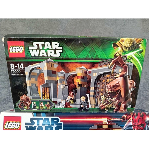 543 - Rare Lego Star Wars Jabbas Palace 9516 including Rancor Pit 75005 pre built models with boxes and in... 