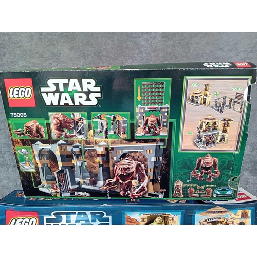 543 - Rare Lego Star Wars Jabbas Palace 9516 including Rancor Pit 75005 pre built models with boxes and in... 