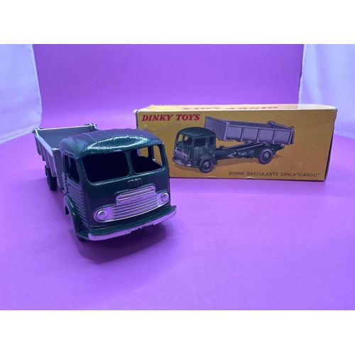 159 - French Dinky no 578 Simca Cargo Tipper Truck. Mint model with some slight box storage rub.