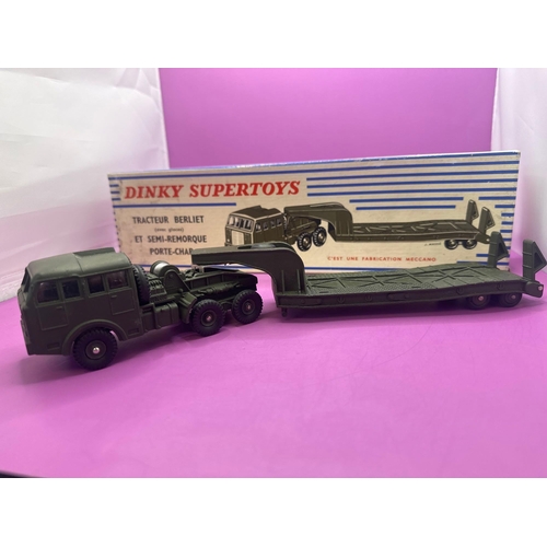 162 - French Military Dinky 890 Berliet T6 Tank Transporter. Mint in excellent Box.