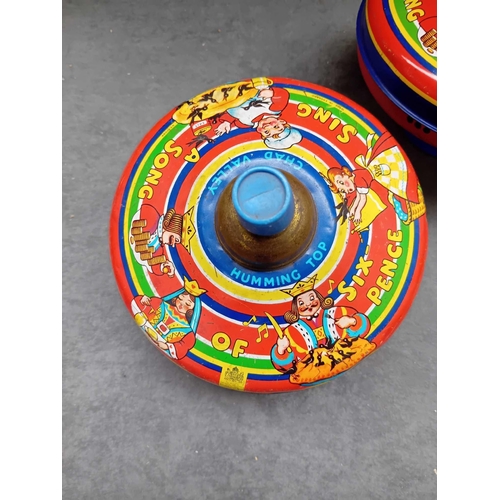 622 - 2 x Chad Valley Tin toy spinning tops