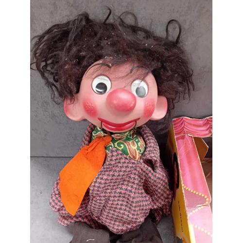 632 - Pelham puppet ventriloquial puppet missing right foot in damaged box