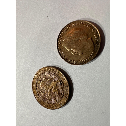 658 - 2 x Dutch cents 1883 and 1942 in good condition.