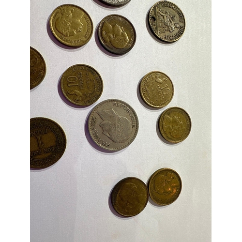 659 - Nice assortment of old French coins 20 coins in total 1918 - 1960 era