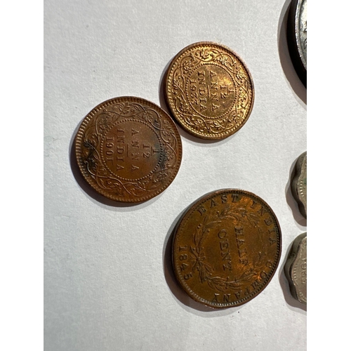 666 - 6 x old India coins in great condition.