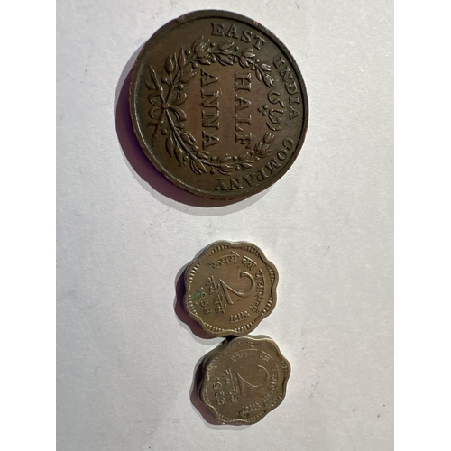 666 - 6 x old India coins in great condition.