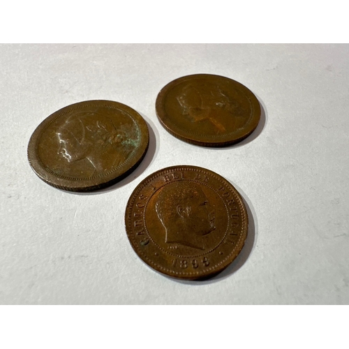 667 - 3 x old Portuguese coins. 1899 5 Reis, 1924 and 1926 20 Centavos