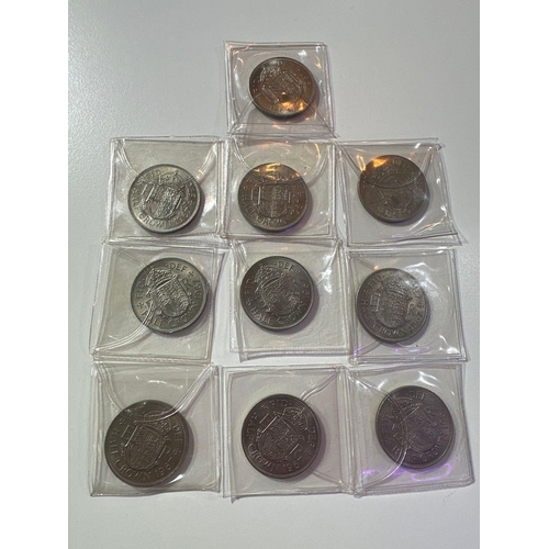 673 - 10 x 1967 UNC Half Crown in plastic wallets.