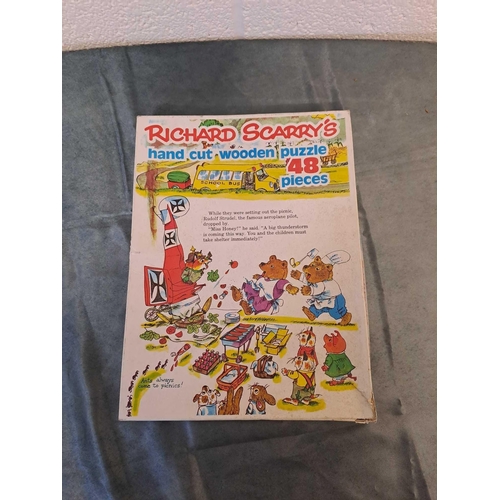 43 - Richard Scarrys Hand Cut Wooden Puzzle 48 Piece Complete In Box