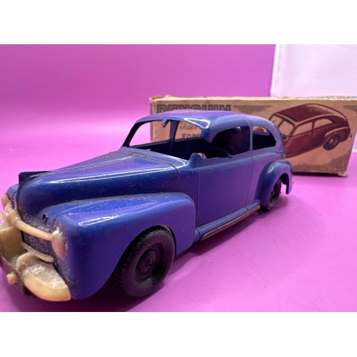 218 - Penguin Series 4 Ford V8 Tudor Sedan In Blue. Model Has Damage As Pictured