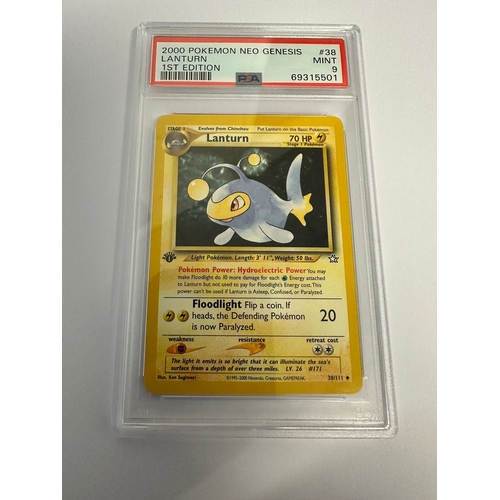 9 - Pokemon Graded Neo Genesis Lanturn 1st Edition PSA Graded Mint 9 2000