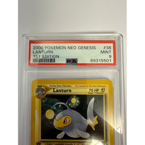 9 - Pokemon Graded Neo Genesis Lanturn 1st Edition PSA Graded Mint 9 2000