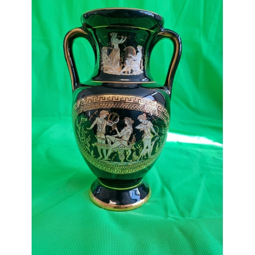 929 - Hand Made Greek Urn 24K Gold Made By Skratimenos 16 Cm Tall