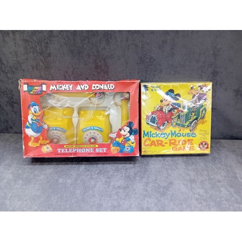 Vintage Mickey Mouse Car-Ride Game & Mickey and Donald Telephone Set ...