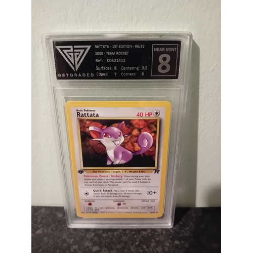 RATTATA 1ST EDITION 66/82 2000 TEAM ROCKET Near Mint grade 8 graded by ...