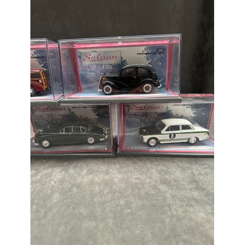 43 - 5 x Corgi Saloon cars this lot includes 01302 Lotus Cortina (RARE) 01402 Ford Popular, 01804 Jaguar ... 