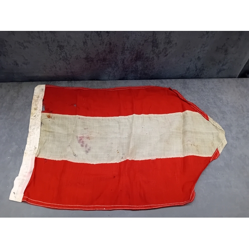42 - A German WWII Youth flag or pennant, characterized by three horizontal stripes of red, white, and re... 