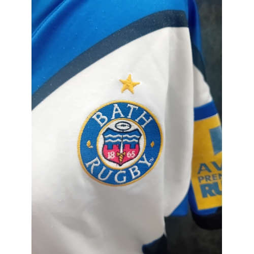 56 - Mixed Lot of Bath Rugby items. Includes Player Worn Shirt (Barkley Number 12) Signed Rugby Ball (3 s... 