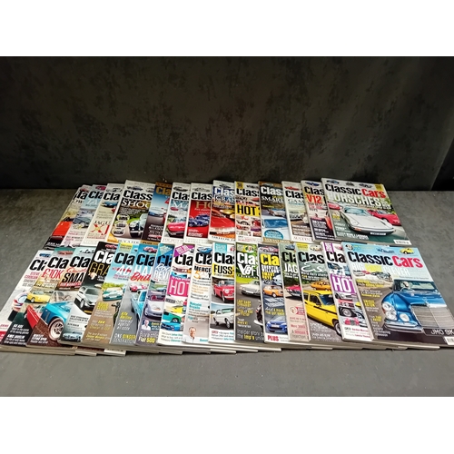 65 - A collection of 76 issues of 'CLASSIC CARS' automotive enthusiast magazines. The magazines feature g... 