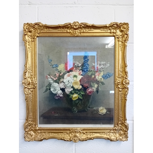 146 - An Albert Williams framed floral print, depicting a vibrant bouquet of various flowers in a decorati... 