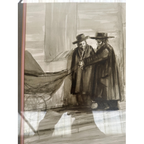 178 - D. W. K. John Rowe  The Conversation (Ink & Wash on Paper), Framed 
 
  
 

  Description: 
 ... 