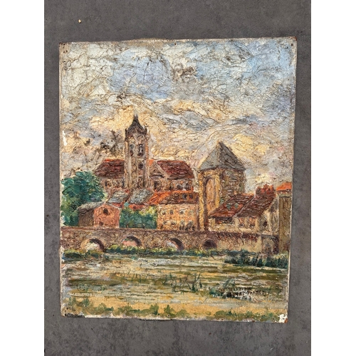186 - Tuscan Rooftops (Impressionist Village Scene) 

  Artist: Unknown (illegibly signed) 
 

  Medium: H... 
