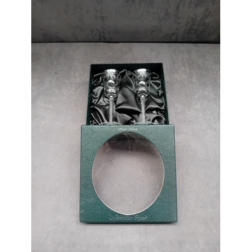 234 - A pair of Bohemia Crystal-Crystalex Boc270 cordial glasses. Each clear crystal stemmed glass feature... 