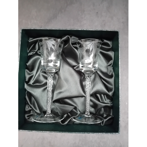 234 - A pair of Bohemia Crystal-Crystalex Boc270 cordial glasses. Each clear crystal stemmed glass feature... 