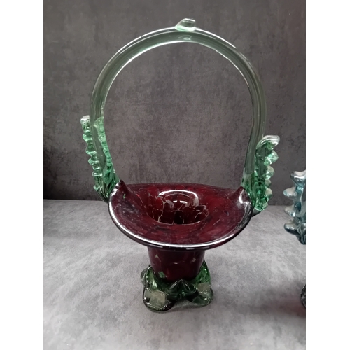 292 - Mixed lot of 2 End of Day Glass Baskets as Pictured 
 
 

  Sizes 
 

  22cm Tall 
 

  16cm Tall 
... 