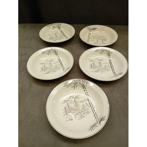 318 - Huge Lot of Roxy China Hand Painted set in white and grey and oriental design. This lot includes. a ... 