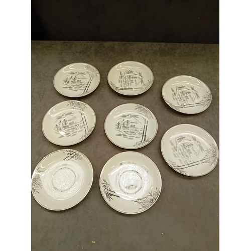 318 - Huge Lot of Roxy China Hand Painted set in white and grey and oriental design. This lot includes. a ... 