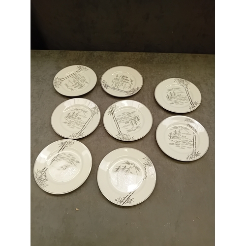 318 - Huge Lot of Roxy China Hand Painted set in white and grey and oriental design. This lot includes. a ... 