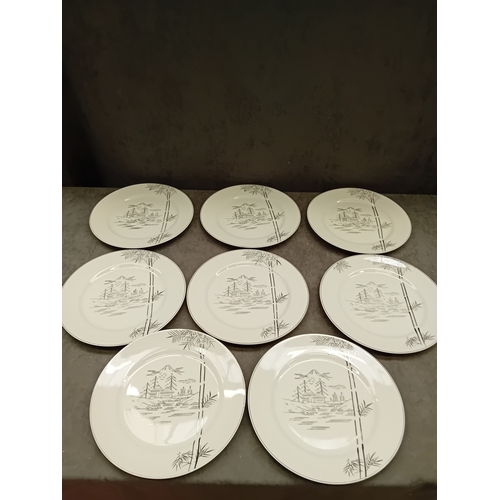 318 - Huge Lot of Roxy China Hand Painted set in white and grey and oriental design. This lot includes. a ... 