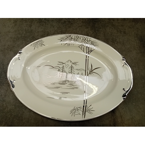 318 - Huge Lot of Roxy China Hand Painted set in white and grey and oriental design. This lot includes. a ... 