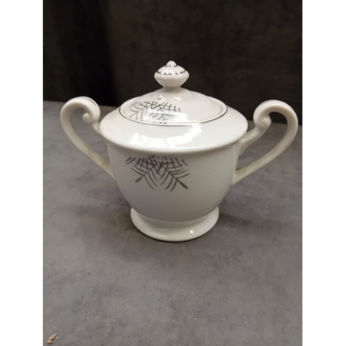 318 - Huge Lot of Roxy China Hand Painted set in white and grey and oriental design. This lot includes. a ... 