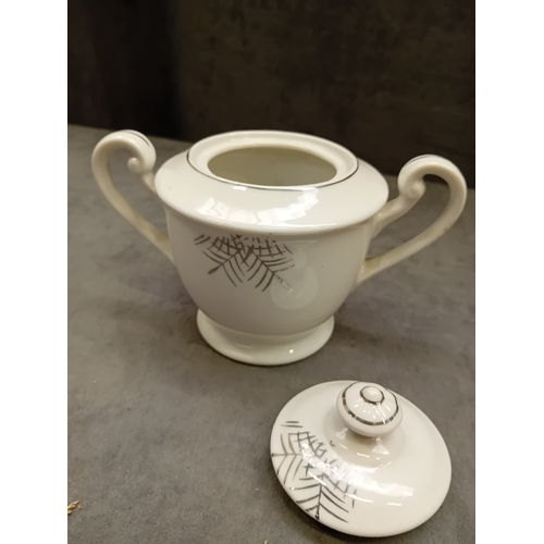 318 - Huge Lot of Roxy China Hand Painted set in white and grey and oriental design. This lot includes. a ... 