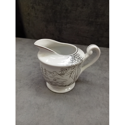 318 - Huge Lot of Roxy China Hand Painted set in white and grey and oriental design. This lot includes. a ... 