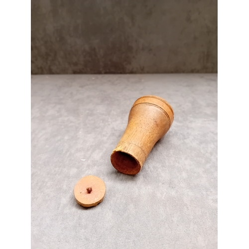 367 - Antique Hand Made wooden pot with a cork lid.&nbsp;